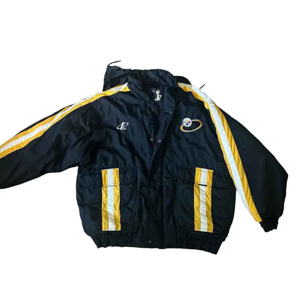 90s Vintage Pittsburgh Steelers Puffer Coat Logo Athletics ProLine Men's XL NFL